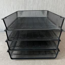 4 x Top quality black mesh filing trays , takes A4 paper.