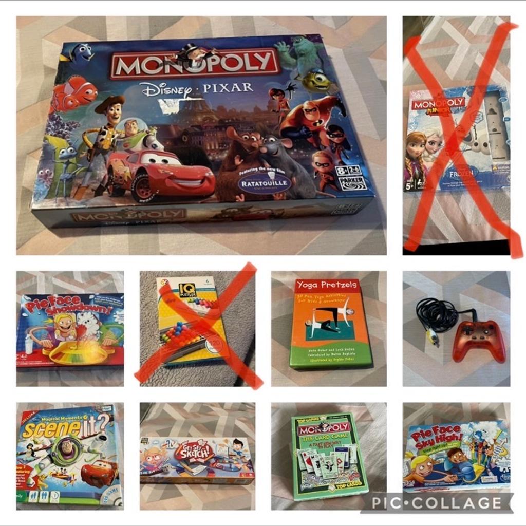 The noddy game £2
Speak out kids vs parents £5
Get set sketch £5
Headbanz SOLD
Disney scene it £5
Pie face showdown, new £5
Disney frozen monopoly junior £5
Friends scene it £5
Logo what am I £5
Speech breaker £5
V-tech digiart £5
Gator golf SOLD
Rubik’s cube race SOLD
Eva Noah’s ark, new £5
Disney princess playdoh £5
Pointless the board game, new £5
Don’t lose your cool £5
Monopoly disney Pixar SOLD
Yoga pretzels, new £5
Ravensburger disney memory game x2 £3
Pie face sky high £5
Disney frozen magical whirlwind SOLD
Monopoly travel game £3
The best of British logo game SOLD
Jumanji game £5
Disney frozen operation game SOLD
Brainbox mega 4 pack £5
Safari Sams surgery, new £5
Elefun SOLD
Tumblin monkeys, 2 sticks and monkeys missing, box tatty £3
Don’t step in it £3
Baby shark fishing game SOLD
Jungle join up, new SOLD
IQ puzzler pro SOLD
Beat the parents game SOLD
Me and Mrs game SOLD
Joypad 200 games £5

Huge game clear out, any questions just ask. Collection from Orpington BR5 2LR