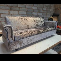 Hi here we have grey velvet bed settee for sale, for £165 each. Opens into a bed and storage. 

We deliver anywhere in UK please text or call me on 07718075537 to get your delivery quote as £25 is for Birmingham area only.

Check out my page on Facebook- K.Traders

All our bed settees are made on order many more colours in stock.

Sette size -
Length - 6ft 6inch
Wide - 2ft 2inch
32inch tall
Open into a bed is 42inch