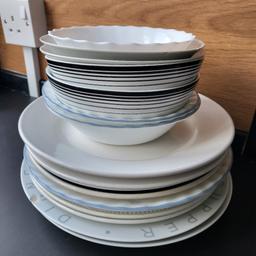 mixture of plates & bowls all different patterns 1or2 chips on 1or2 plates £7 lot sinfin derby