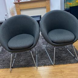 2 upholstery egg shaped chairs in grey colour both for £50