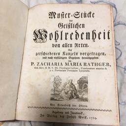 Altes Buch, Verlag Joseph Wolff, 1769