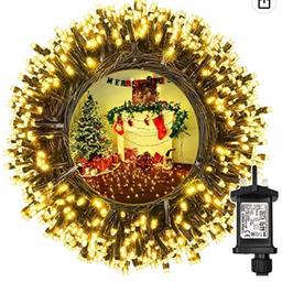 Christmas Lights 30m 200 LED Outdoor Fairy Lights Mains Powered, 8 Modes Plug in Christmas Tree Lights Waterproof String Lights for Xmas Tree Party Bedroom Garden Decorations (Warm White)
