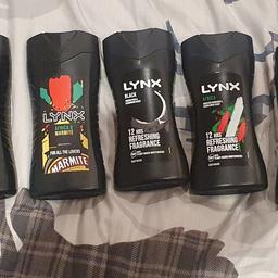9 Lynx shower gels, free to good home

I've accrued loads of shower gels over time through gifts etc and I have too many to use, so I'm taking out all the duplicates I have to give away to someone who will use them

1 x Ice Chill
1 x Gold
1 x Black
2 x Africa & Marmite
4 x Africa

Collection only from DY5 by Merry Hill