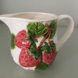 Lovely  Bassano-style handmade pitcher/jug featuring Strawberries in very good condition with no chips, cracks or stains. Height is 3.5". Postage available to any location in the world from trusted seller - selling successfully online since 2011. Please e-mail any queries. All questions answered and offers considered.