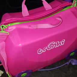 Trunki ride along suitcase. See photos for condition and size. I can offer try before you buy option but if viewing on an auction site viewing STRICTLY prior to end of auction.  If you bid and win it's yours. Cash on collection or post at extra cost which is £8.55 Royal Mail 2nd class signed for. I can offer free local delivery within five miles of my postcode which is LS104NF. Listed on five other sites so it may end abruptly. Don't be disappointed. Any questions please ask and I will answer asap.