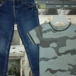 THIS IS FOR A BUNDLE OF  CLOTHES

1 X WASGED BUT NEVER WORN PAIR OF JEANS FROM DENIM & CO.
1 X NEXT T-SHIRT - GREY CAMO STYLE TOP WITH ELASTIC CUFF ON ARM 

PLEASE SEE PHOTO
