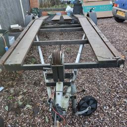 Car transporter trailer 14ft by 6ft with manual winch. All works as it should only selling as no longer required. 
Will swap for a tow dolly with breaking system or a small car trailer