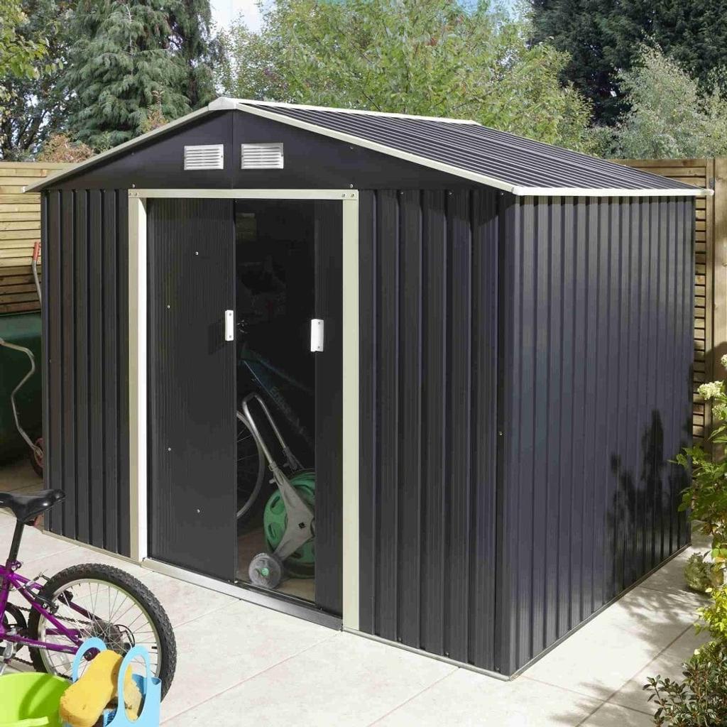 Was £379.99 Now £344.99 for a limited time
1-5 Working Days Delivery

0.25mm Thick Steel Panels
Padlockable Double Sliding Doors
Low Maintenance
Gable Vents
(H) 1980mm x (W) 2610mm x (D) 1810mm
Traditional Apex Style Roof

Free UK Mainland Delivery On Most Brands
To order please visit our Showroom or order online at gardenstreet.co.uk
T&C apply Stock/Price Subject To Change (NOT ON DISPLAY)

To keep up to date with Garden Street Showroom please visit our Facebook Page Garden Street Showroom & for more information search for Garden Street online

Opening Hours
Monday to Friday: 9:00am - 5:00pm
Saturday & Sunday: 10:00am - 4:00pm

Garden Street
Hampton House
Weston Road
Crewe
Cheshire
CW1 6JS
