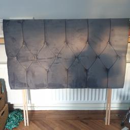 lovely grey velvety feeling headboard. Good as new, only selling as no longer required.