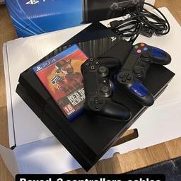 PS4 in excellent condition, with 2 controllers, Red Dead Redemption game and Sony Wireless Headset. 
All in original box 
Collection only