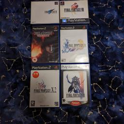 Selection of PS1 and PS2 final fantasy games. Includes final fantasy 7+8 (PS1), final fantasy 8 dirge of Cerberus, 10, 10-2 and 12 (PS2). Discs are in good condition, PS2 cases are in great condition, PS1 cases are in fair condition and most have original inserts. Collection or delivery at buyers cost. Offers accepted on multiple items.