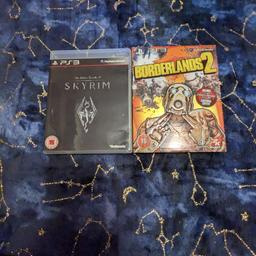 PS3 Skyrim and borderlands 2 games. Discs are in good condition as are cases. Both have inserts and Skyrim comes with the map poster and borderlands 2 has the sleeve. Collection or delivery at buyers cos. Offers accepted on multiple items.