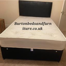 10” orthopaedic spring memory foam mattress, fabric divan beds.
Open coil spring unit, hypo allergenic fillings.

Luxury fibre fillings for extra support, luxury quilted top memory topped, modern micro quilt design for a superior look.

Hand built by skilled craftsmen in the UK. These are complete with mattress and matching headboard.

Approx. 10″ in depth, medium firm, fire resistant, 
UK manufactured, factory sealed.

Colours: Black or Grey fabric only.

Dimensions & Prices
SINGLE:   90 x 190cm  /  3ft x6ft 3″ – £180
SMALL SINGLE:   75 x 190cm  /  2ft 6inc  x  6ft 3″ – £180
DOUBLE:   135 x 190cm  /  4ft 3″ x  6ft 3″ £200
SMALL DOUBLE:   120 x 190cm  /  4ft  x  6ft 3″ – £200
KING SIZE:   150 x 200cm  /  5ft  x  6ft 6″ -£250
SUPER KING SIZE:   180 x  200cm  /  6ft x 6ft 6″ – £300
2 DRAWERS – £40
4 DRAWERS – £80
FOOT END – £60

Burtonbedsandfurniture.co.uk