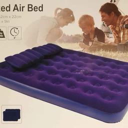 Queen Size Inflatable Flocked Air Bed with Hand Pump and 2 Pillows Camping Holiday Travel Equipment!

Item damaged, needs repair, easy for someone who knows how to do this.

Items included:

- Air bed
- Pump & nozzles 
- 2 Pillows
- Repair patch 
- Box etc.