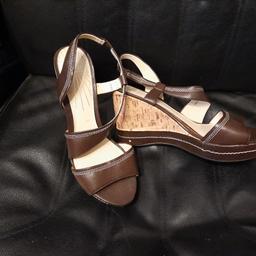Limited Collection wedge/sandals size 6.5, brown with cork effect wedge.
hardly worn some minor blemishes - see pics