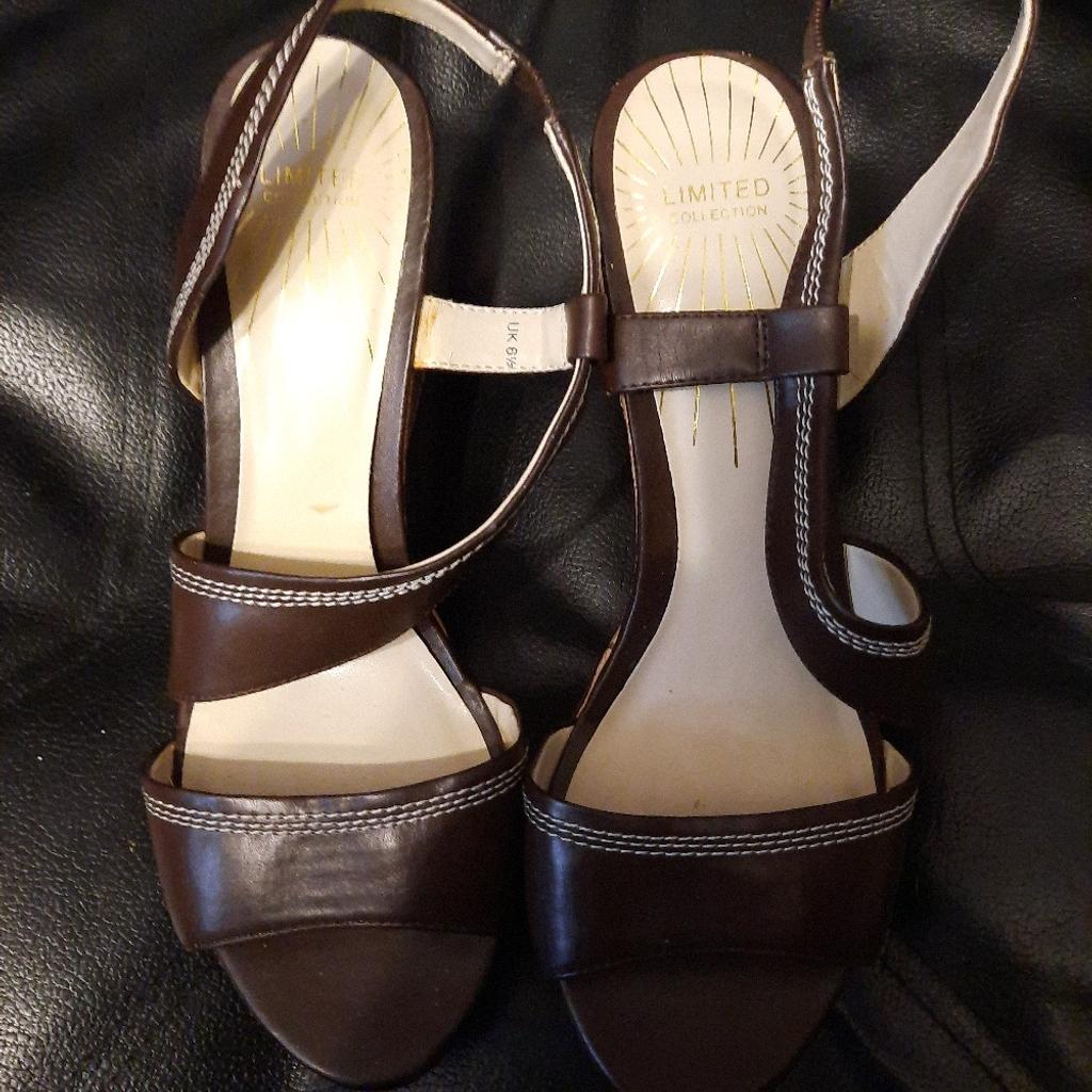 Limited Collection wedge/sandals size 6.5, brown with cork effect wedge.
hardly worn some minor blemishes - see pics