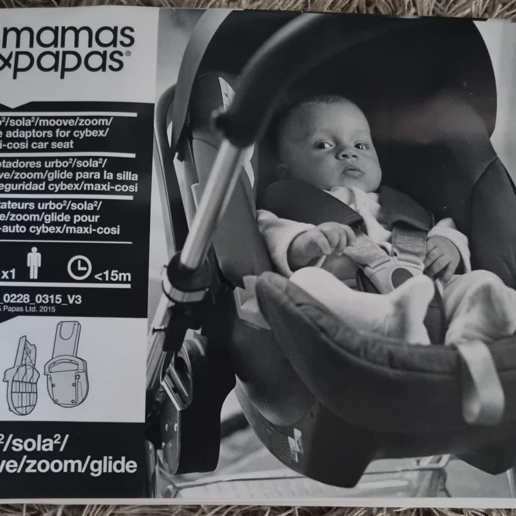 Mamas & Papas carry cot to buggy frame ( like new as used only once ) & car seat adapter clips so can clip car seat to buggy frame and vice versa ( never used still new in box with instructions) retail at £29. All from pet & smoke free home.

Collection from Preston PR1