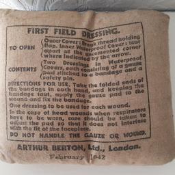 WW2 Arthur Berton Ltd 1942 First field dressing. Great collectible piece of war memorabilia. Unopened and in good cond.