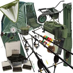 Complete Carp Setup 2 or 3 Rods Reels Bivvy Barrow Tackle Carryall & Rodholdall

The NEW complete carp set up.

This setup has been designed for the carp angler looking for it all. Not only will you be comfortable sat back on a padded carp chair, you will be able to fish in all weathers with this bivvy too.