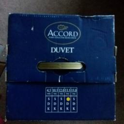 13.5 TOG SINGLE ACCORD DUVET
REDUCED

UNUSED AND IN ORIGINAL BOX (BEEN STORED SO BOX ABIT MARKED)

ORIGINALLY COST £40

MADE IN BRITAIN

COLLECTION ONLY FROM PR8 AINSDALE