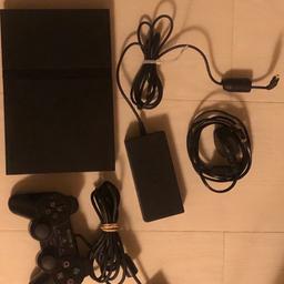 PS2 in great condition, comes with all the wires and 1 controller, no games. Works as shown in the second picture, one tiny dent at shown in one of the pictures, but that does not affect it in any way. Message me on Shpock or call me on 07878903002.