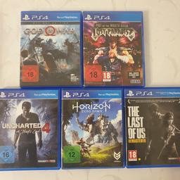 Hallo, ich verkaufe ps4 Spiele:

God of war 15€
Lost Paradise 15€
Uncharted 4 15€
Horizont zero dawn 15€
The last of us remastered 15€

Nur selbst Abholung!!!