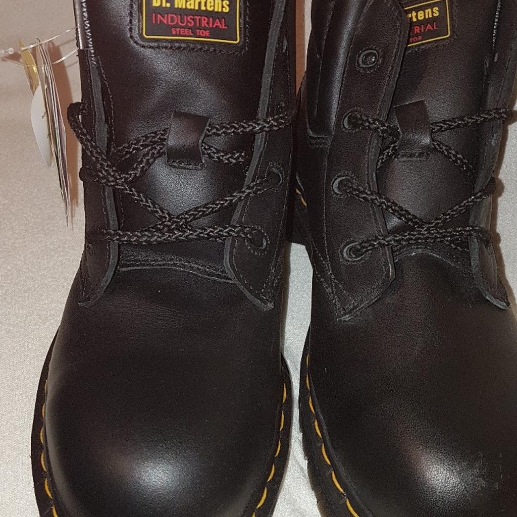 Dr Martens Leather Icon 7B09 SSF Industrial Work Safety Steel Toe Cap Boots RARE. Brand New With box but box os in poor condition. The boots are immaculate condition. See photos for condition and size. I can offer try before you buy option but if viewing on an auction site viewing STRICTLY prior to end of auction.  If you bid and win it's yours. Cash on collection or post at extra cost which is £6.85 Royal Mail 2nd class signed for. I can offer free local delivery within five miles of my postcode which is LS104NF. Listed on five other sites so it may end abruptly. Don't be disappointed. Any questions please ask and I will answer asap.