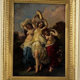 £195.00 VICTORIAN OIL PAINTING ON CANVAS THE THREE GRACES SMALL DAMAGE ON CANVAS SEE PHOTOS , UNSIGNED 27 x 18 CM NATIONWIDE DELIVERY AVAILABLE OR LOCAL DELIVERY FOR A SMALL FEE COLLECTION FROM DN67BH