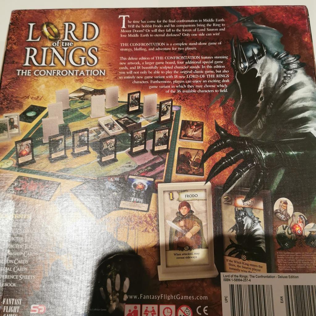 Neues Spiel Lord of the Rings the Confrontation Deluxe Edition in Englisch.
Das Spiel ist neu. Bitte um Preisvorschlag.

Ich schließe jegliche Sachmängelhaftung aus.