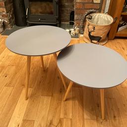 Grey and wood side tables have been used but in good condition may be willing to deliver for an extra charge