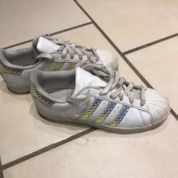 Adidas Superstars .. size 5.5
iridescent stripes on side of trainers
Only worn a handful of times still looking good