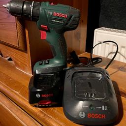 For sale is a Bosch 18v cordless combi drill, comes with 2 batteries and charger. It is in perfect working order and has been well looked after, please check photos as to the condition of the drill.
UK SHIPPING IS £3.95