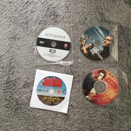 3 action DVD’s and one Jethro ( adult comedian) in used condition .50 p for all 4