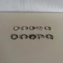 combination of small/tiny black or silver hoop rings set for nose lip & ears

diameter 8mm gauge 0.8mm

black set £6.50

silver set £6.50

buyer will receive 5 hoop rings pic 2 or 3

costume jewellery

bundle deals available
not responsible once posted or collected
not responsible for items that dont fit
not accepting offers
sorry no returns or refunds