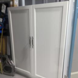 2 x IKEA cabinets, double doors and 3 shelve compartments. 2 of the shelves can be removed or moved within cabinet. 

White matt, some scruffs but really good condition. 

H: 106cm, W: 80cm, D: 30cm, 

Costs for both £35