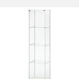 IKEA Glass Display Cabinet, with white gloss top and bottom.

Currently dismantled so the picture is from website. 

Good condition and no chips or cracks on glass. 

H: 163cm, W: 43cm, D: 43cm

£30