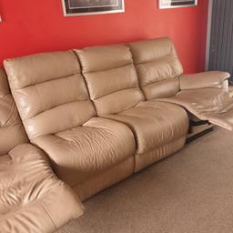 Lazboy beige 4 seater reclining (both ends) sofa and a reclining rocking chair