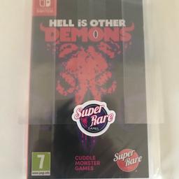 Super rare game only 3000 made also region free & can be played on any Nintendo Switch.

Comes with the following:

Fully assembled Nintendo Switch game with cartridge
- Interior art
- Full-colour manual
- Exclusive sticker
- Set of 3 card trading card pack

You grew up with the bullet hell arcade shooters which rewarded fast-decision making and creativity? Hell is Other Demons is crafted with expertly executed mechanics and bold, unforgettable style.

Retro Bullet Hell Shooter 👿 Fast-paced fair, but challenging, combat rewards practice and creativity.
A Campaign Through Hell 👿 Explore an extensive world full with thousands of demons and wonderfully over-the-top bosses.
Arcade Mode 👿 Fans of classic, high-score based arcade games will find a cozy home in this mode, with unlimited, procedurally generated action, and infinite replayability.
Brand New & Sealed in original packaging.