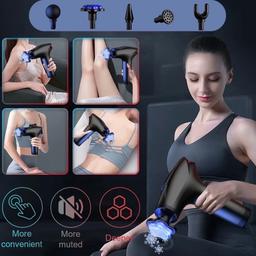 New 2023 design muscle body massage gun

 Relieves muscle stiffness, improving blood circulation and health of body’s soft tissues. 
Suitable for professionals and recreational gyms. 

Cold press function reduces swelling and pain relief, providing more care for muscle health. 

Cool Science and modern tech with high torque motor providing powerful penetration. 

5 massage heads
8 level power settings
Speed: 1800-3200rpm
Battery: 1800mah
Motor power: 30watts
Weight: 620grams
USB C fast charge system. 
Colour: Black