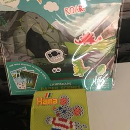 THIS IS FOR A HAMA BEAD SET TO CREATE A MOUSE

ALSO INCLUDED A DINOSAUR PAPER SCENE BOOK WITH STICKERS TO CREATE YOU DINOSAUR WORLD

PLEASE SEE PHOTO