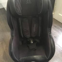 Cosy and safe car seat, big solid adjustable seat, fits cars with isofix connection. Best in safety for your child, excellent condition very comfy, reclines, head protection loads of padding, £120 in hallfords.