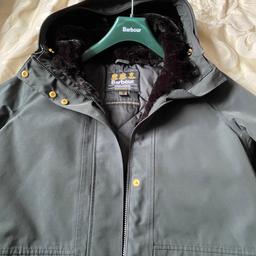 For sale ladies Barbour coat waterproof 
Size 14
Only worn once so as new
Big saving on original price