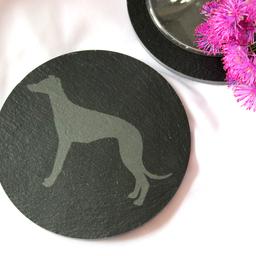 Greyhound slate coasters (2)
You can order a breed of your choice
Etched with Greyhound detail
Natural rough grey slate
Lacquered
Round - 4" diameter
Shipping £3
Perfect special gift for a dog lover
Please message me for other breeds