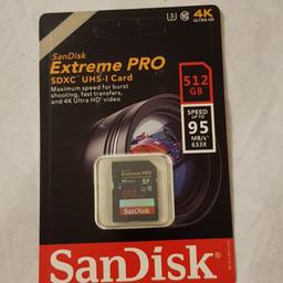 Brand new extreme pro Sandisk 512 gb card