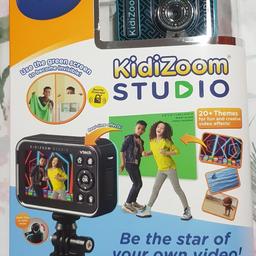 Be the star of your own video with the KidiZoom Studio by VTech! Complete with green screen to create special effects, this high-definition video camera kit comes with everything you need to create the show of your dreams. Set up the included tripod to film your very own unboxing videos or use the flip-up lens and handle to capture the perfect on-the-move selfie video. Includes 20 animated backgrounds for all your video adventures.