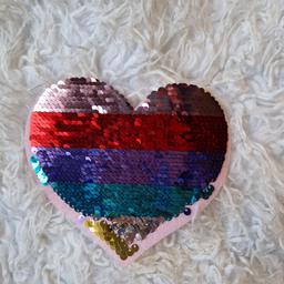 Brand new beautiful stitch on rainbow heart patch ♥️ with sequins that can be reversed (as seen in photos)