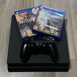 PlayStation 4 slim - 500gb
Immaculate working condition.
Nothing wrong with it. 
Very clean - do not overheat !!!

The console comes with :
- 1 wireless controller
- 2 games
- all wires (HDMI, power, charging)

CAN BE SEEN WORKING!!
 
CAN BE DELIVERED FOR SMALL FEE!!