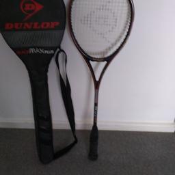 DUNLOP MAX PLUS BLACK SQUASH RACQUET WITH CARRYING CASE. VERY GOOD CONDITION. BUYER COLLECTS, RICKMANSWORTH AREA.