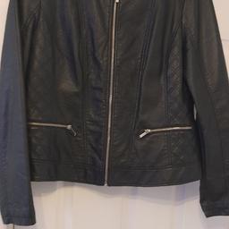 ladies black Dorothy Perkins faux leather jacket size 18 detail on shoulder & side excellent condition from a smoke free pet free home cash on collection please
